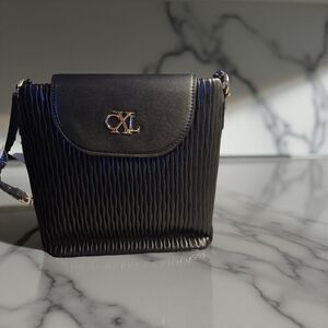 NWT CXL by Christian Lacroix RITZ Ruching Bucket Handbag - Black